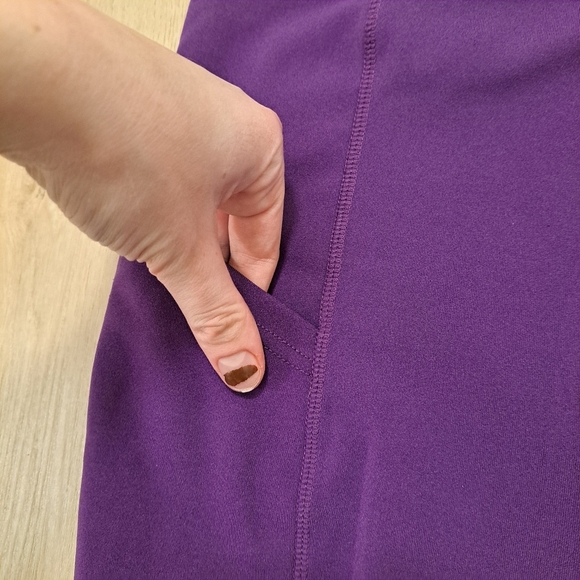 PopFit Purple Stretchy High Waisted Athletic Fitness Workout Leggings Size 2XL - Picture 3 of 7